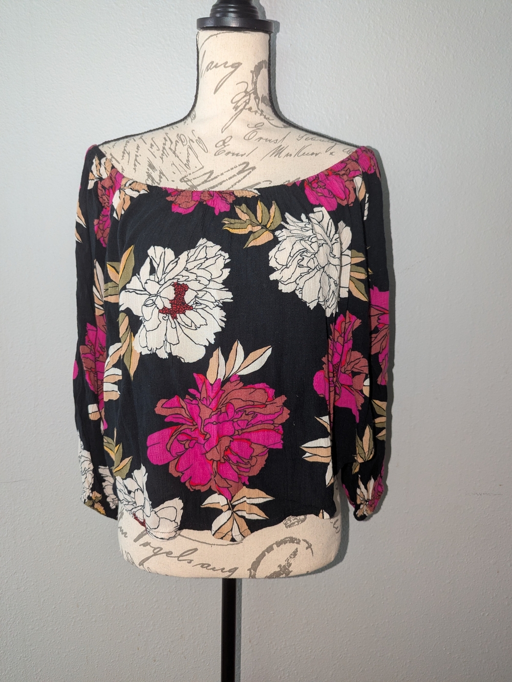 BILLABONG Mi Amore Floral Off The Shoulder Long Sleeve Blouse Top